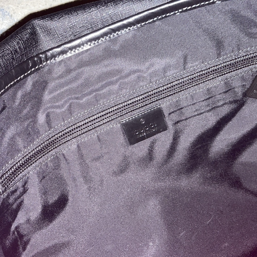 100% AUTH GUCCI INTERLOCKING GG BLACK CANVAS SHOULDER CROSSBODY BIG BAG‎ LAPTOP - Picture 4 of 6